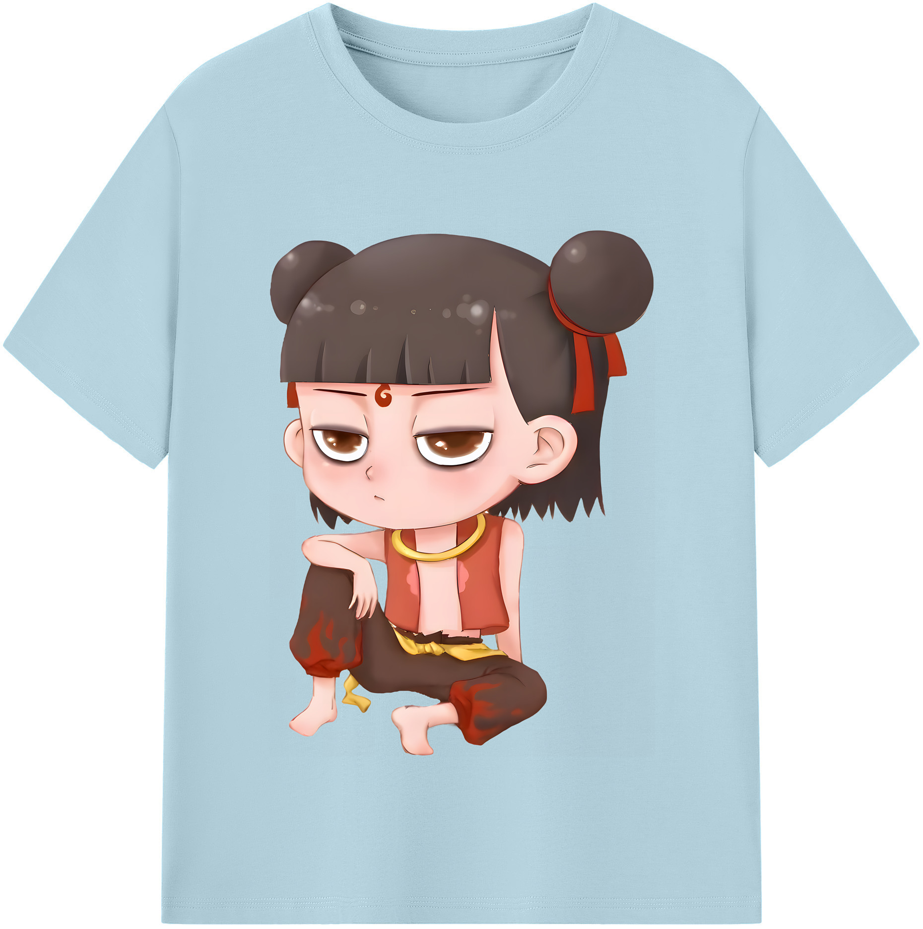 （画像用） Ne Zha 2 ナタ 魔童の大暴れ 綿100％半袖Tシャツ（フロントプリント）
